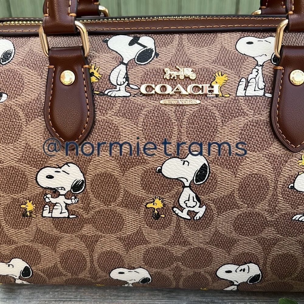 Coach X Peanuts Rowan Satchel Bag In Signature Canvas With Snoopy Print - Picture 3 of 9